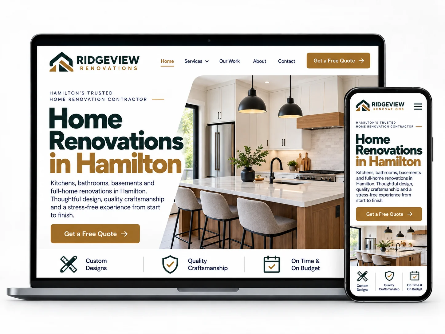 Ridgeview Renovations Renovations website design concept