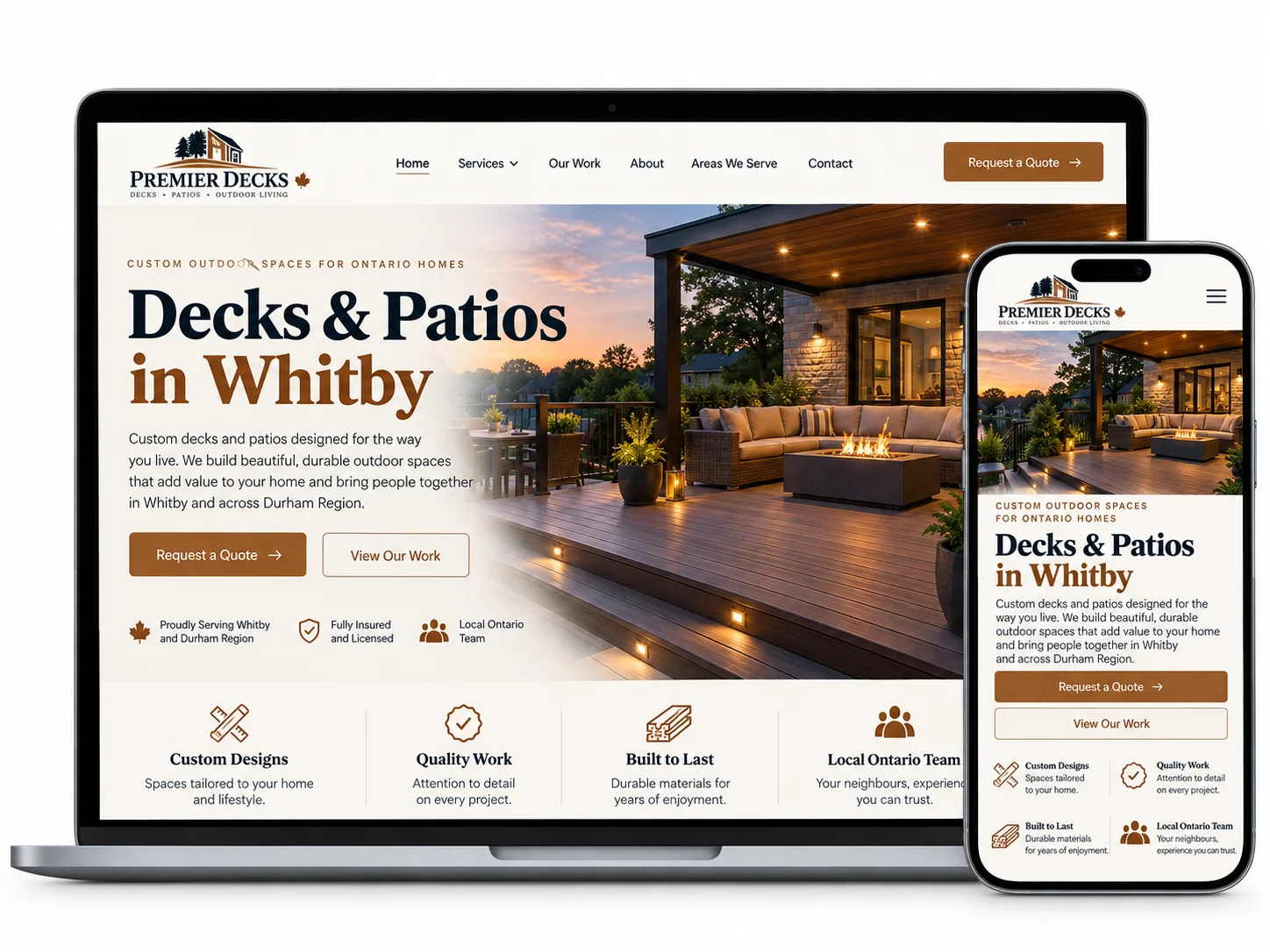 Premier Decks Decks website design concept