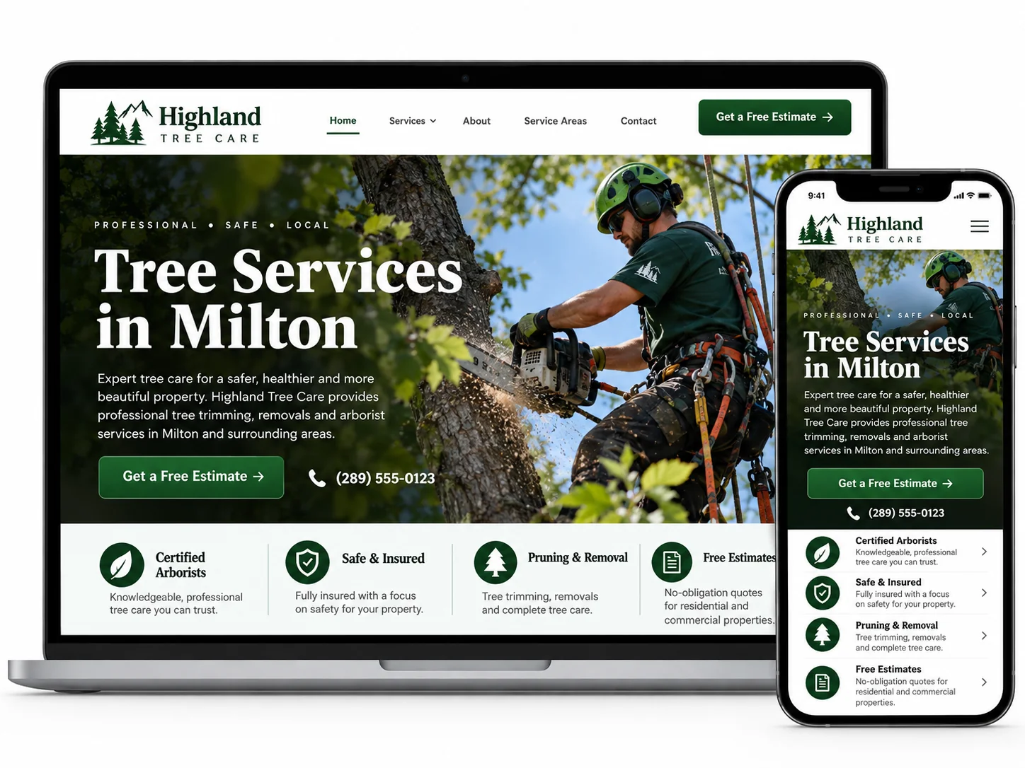 Highland Tree Care Tree Care website design concept
