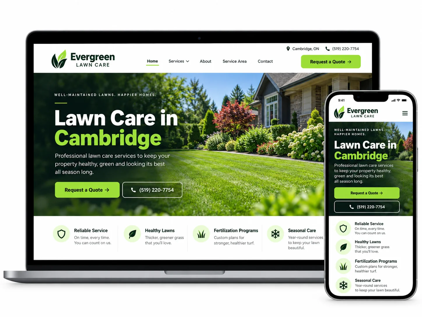 Evergreen Lawn Care Lawn Care website design concept