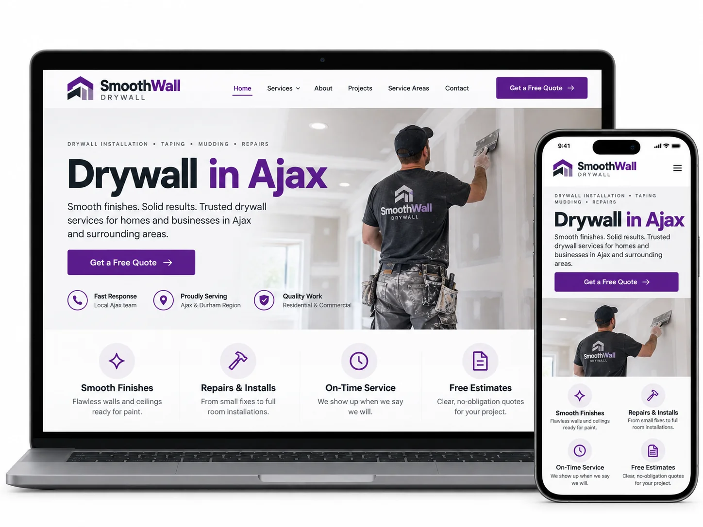 SmoothWall Drywall Drywall website design concept