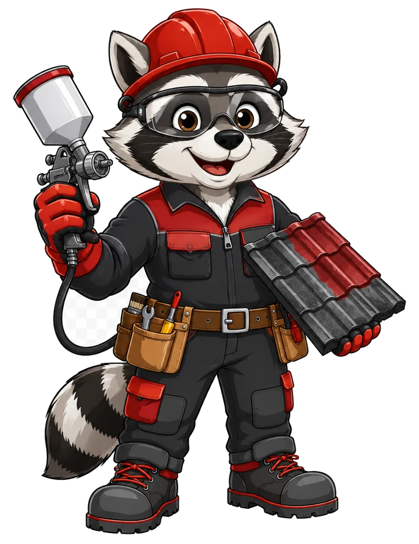Rico le Raton mascotte peinture de toiture