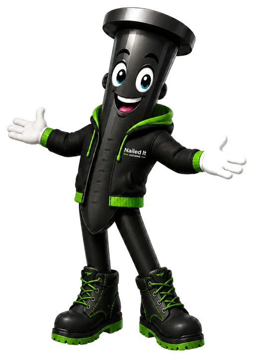 Mascotte Nailed It Systems - pose secondaire